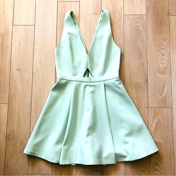 Alice + Olivia Nina Fit & Flare Dress in Mint Green Size 6 - Picture 13 of 14